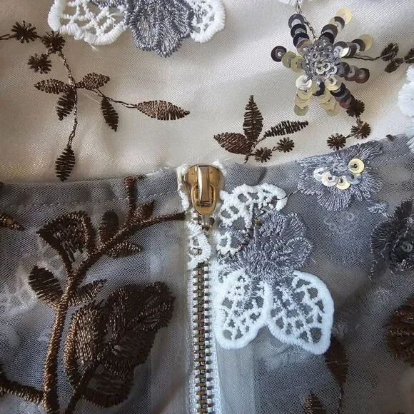 NWT Bronx and Banco Della Blanc Mesh Illusion Sequin Embellished Mini Dress US 6 - Picture 10 of 11